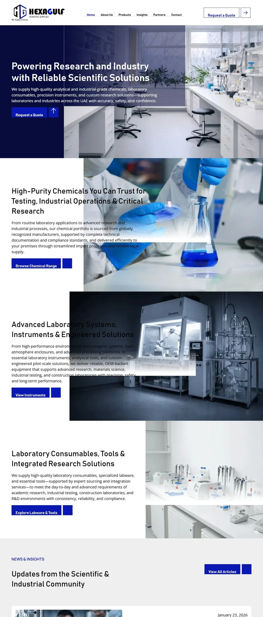 HexaGulf Scientific website, full page